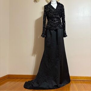 Alfred Angelo Black Skirt – Elegant Evening Wear Set with Beaded Top